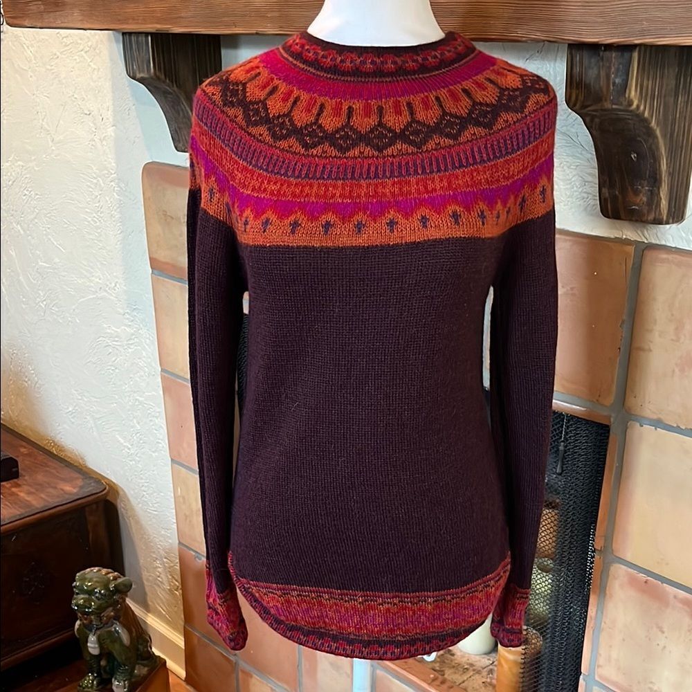 Novice Art Knit Alpaca Pullover Sweater from Peru, "Playful Plum", size S